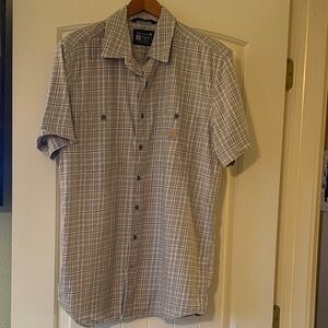 Carhartt Men's Light Gray Plaid Button Down Shirt